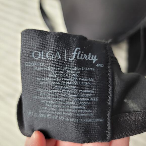 Olga Flirty 44D Black Underwire Bra Full Coverage Lightly Padded Support - Picture 5 of 5